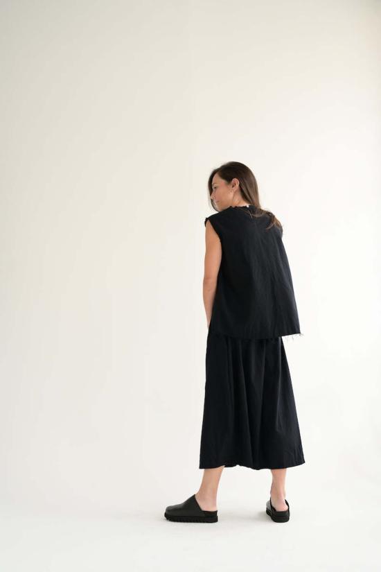  SCHA / 여성 샤 미디엄 롱 투 포켓 스킷 블랙 플란넬 미디 스커트 BPG - OTHER BRANDS