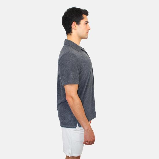  Blue&Cream 반팔 셔츠 블루&크림 풀 테리 반팔 버튼다운 미드나잇 헤더 - BLUE&CREAM