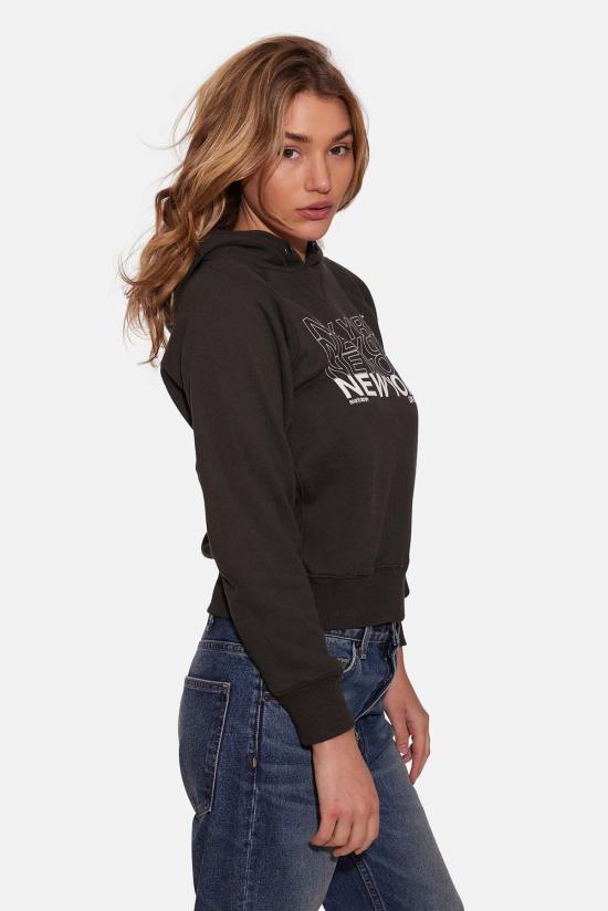  [키즈] 블루&크림 풀오버 키즈  뉴욕 오어 낫팅 후드 티셔츠 블랙 - BLUE&CREAM