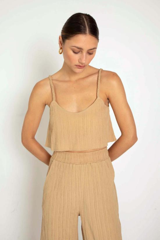  더레인지 민소매 티셔츠 더 레인지 리플 거즈 크롭드 캐미 탠라인 - THE RANGE