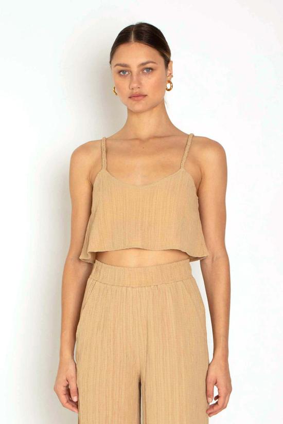  더레인지 민소매 티셔츠 더 레인지 리플 거즈 크롭드 캐미 탠라인