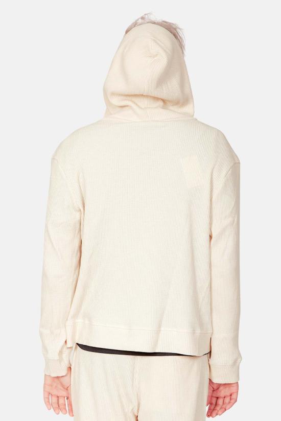  Blue&Cream 후드 티셔츠 블루&크림 와플 지퍼 후드 크림 - BLUE&CREAM