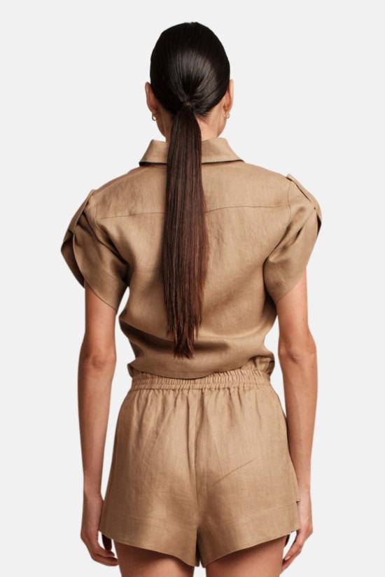  헤브론 민소매 티셔츠 레오노라  리넨 아몬드 - HEVRON