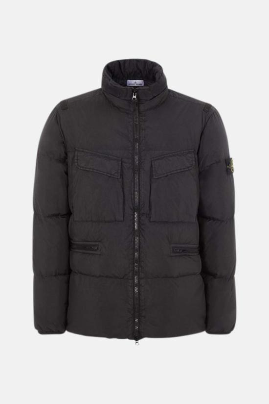  스톤 아일랜드 숏패딩 스톤아일랜드 크링클렙스 다운 재킷 블랙