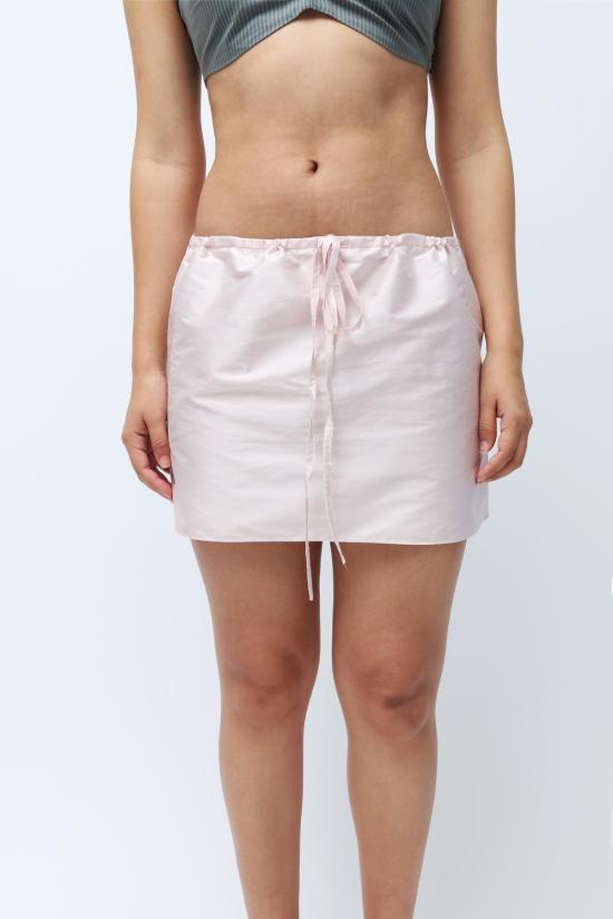  커밍 오브 에이지 숏 스커트 드로스트링 미니 스커트 베이비 핑크 - COMING OF AGE