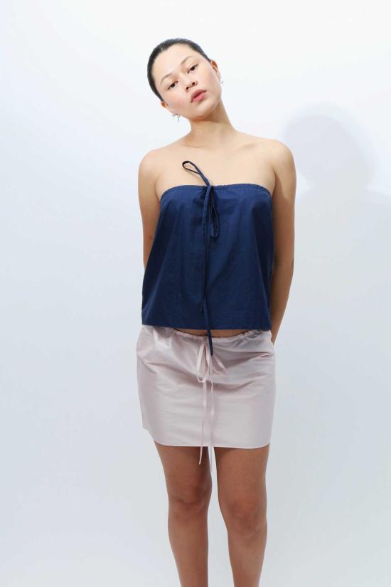  커밍 오브 에이지 숏 스커트 드로스트링 미니 스커트 베이비 핑크 - COMING OF AGE