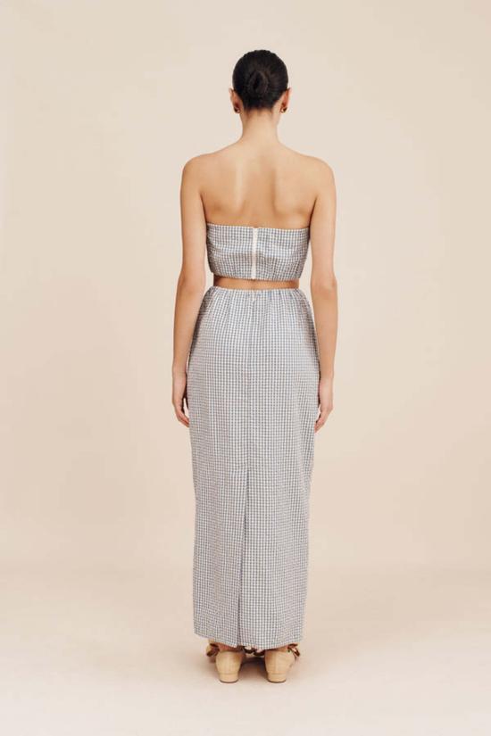  포제 블라우스 Posse Mira 스트랩리스 크롭 탑 깅엄 블랙/크림 - POSSE