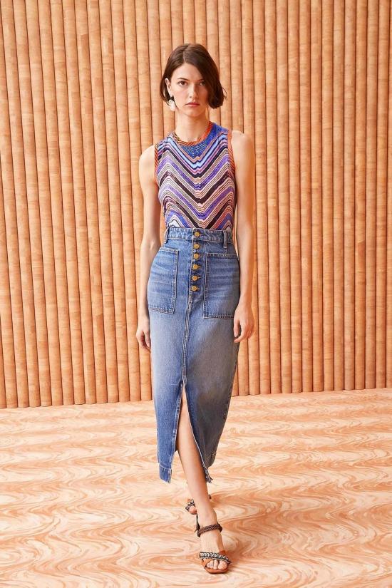  울라 존슨 데님 스커트 비아  블루