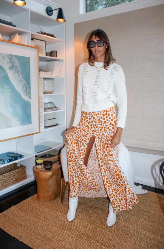  XIX Palms 미디 스커트 Xix Palms Santiago 리조트 스커트 오렌지 멀티 - OTHER BRANDS