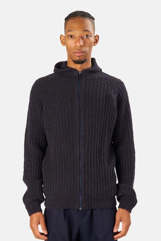  04651/ 자켓 청키 리브 지퍼 후드 네이비