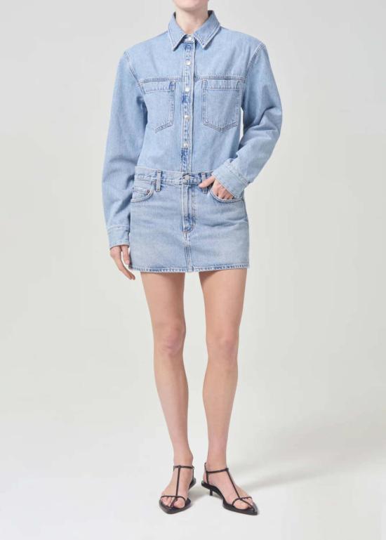  에이골디 데님 스커트 Agolde Alek 미니 스커트 포스 - AGOLDE