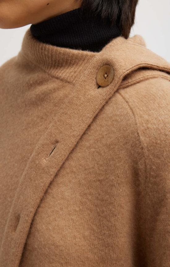  티비 숏 원피스 헤어 니트 케이프 드레스 캐멀 - TIBI