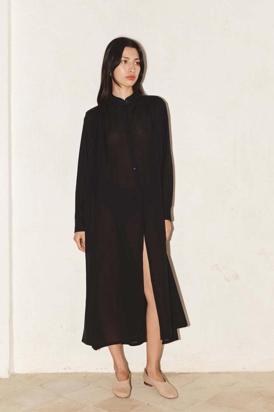  다두라 롱 원피스 다투라 바티스트 코튼 바벨 드레스 블랙