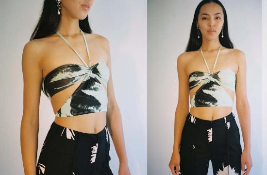  이오네스 민소매 티셔츠 이오안네스 버터플라이 탑 그린/블랙 - IOANNES