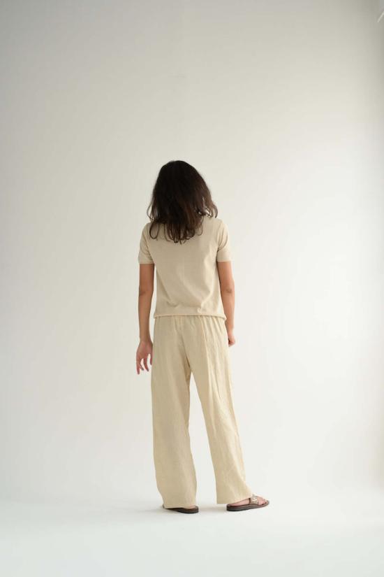  아푼토비 반팔 티셔츠 A Punto B 니트 반팔 상의 내추럴 - A PUNTO B