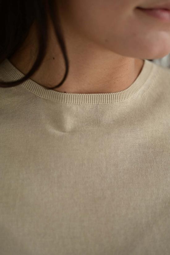  아푼토비 반팔 티셔츠 A Punto B 니트 반팔 상의 내추럴 - A PUNTO B