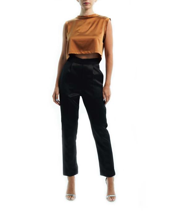  논살란트 레이블 민소매 티셔츠 논샬란트라벨 멜 크롭 탑 브라운 - NONCHALANT LABEL