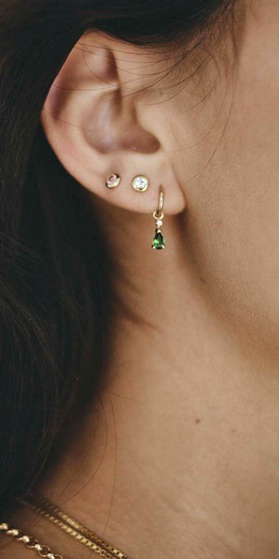  로렌 스튜어트 이어링 사파이어 스터드 화이트 - LOREN STEWART