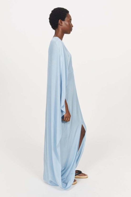  로데브예 롱 원피스 Rodebjer Miran 드레스 포그 블루 - RODEBJER