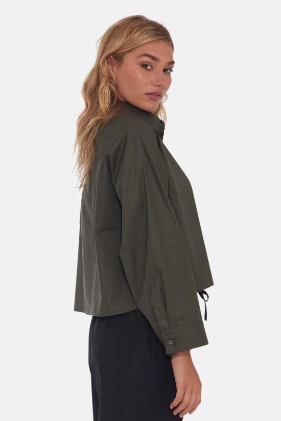  더 타일 클럽 셔츠 타일 클럽 간셋 팝린 크롭 셔츠 정글 그린 - THE TILE CLUB