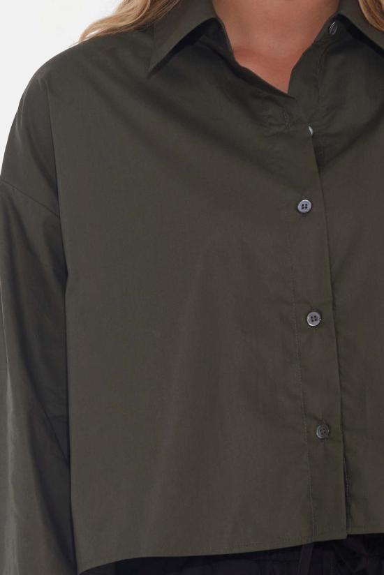  더 타일 클럽 셔츠 타일 클럽 간셋 팝린 크롭 셔츠 정글 그린 - THE TILE CLUB