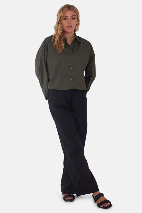  더 타일 클럽 셔츠 타일 클럽 간셋 팝린 크롭 셔츠 정글 그린 - THE TILE CLUB