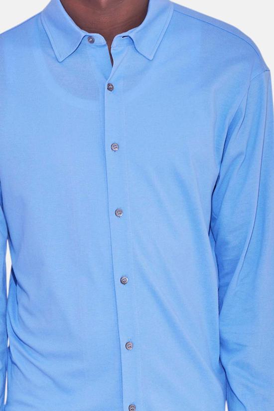  Blue&Cream 긴팔 셔츠 블루&크림 드레 피케 버튼업  블루 - BLUE&CREAM