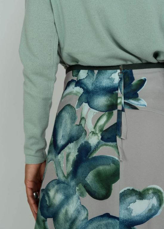  오디 미디 스커트 옵 아트 트리 스커트 옅은 실버 - ODEEH