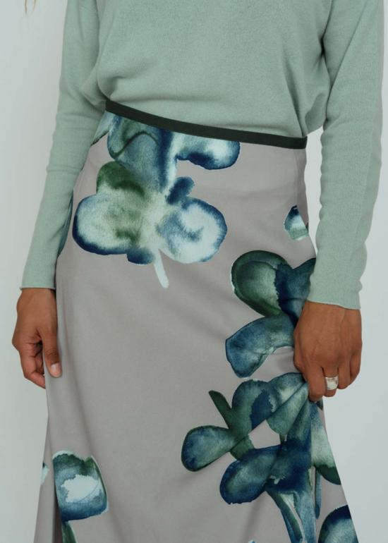  오디 미디 스커트 옵 아트 트리 스커트 옅은 실버