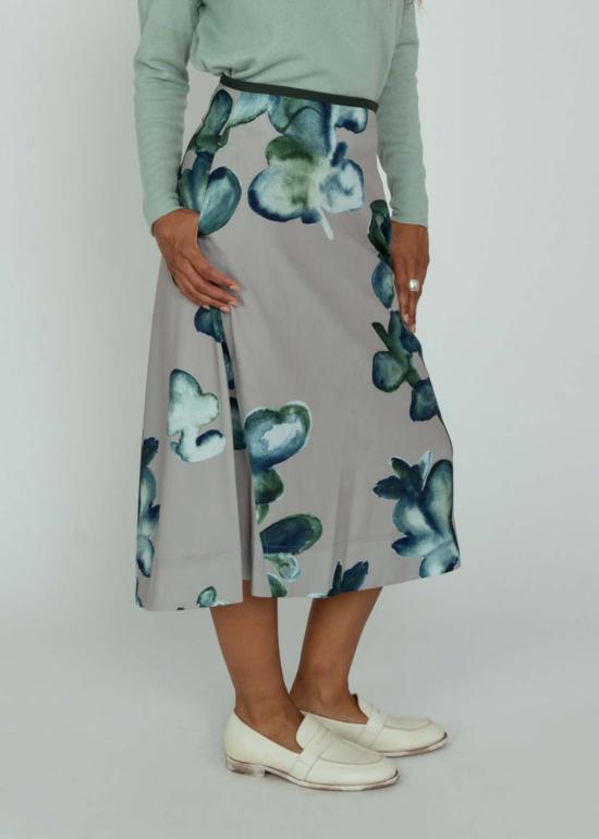  오디 미디 스커트 옵 아트 트리 스커트 옅은 실버 - ODEEH