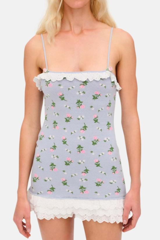  포러브앤레몬스 숏 원피스 For Love & Lemons 아말리아 니트 미니 드레스 블루