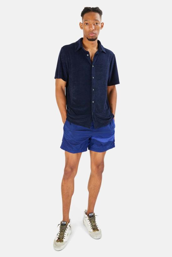  스톤 아일랜드 스윔팬츠 에코닐 나일론 메탈 스타 인레이 반바지 브라이트 블루 - STONE ISLAND