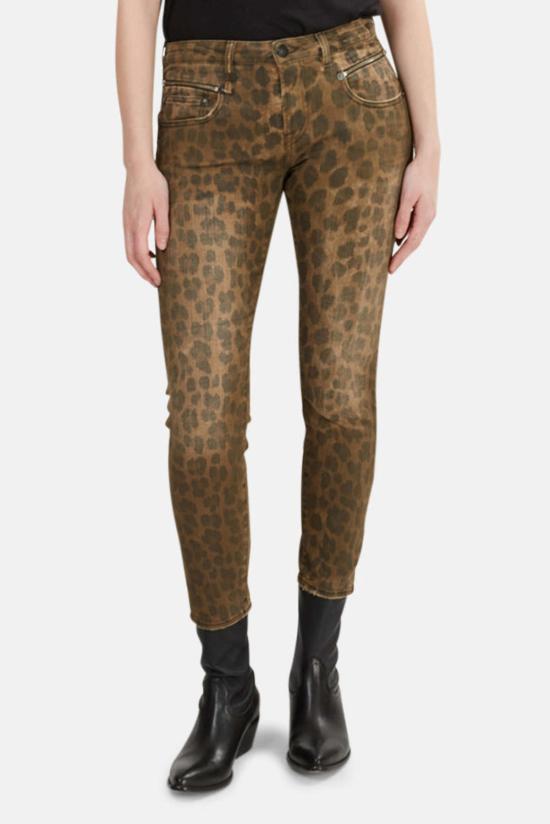  알13 데님 팬츠 R13 바이커 보이 진 레오파드