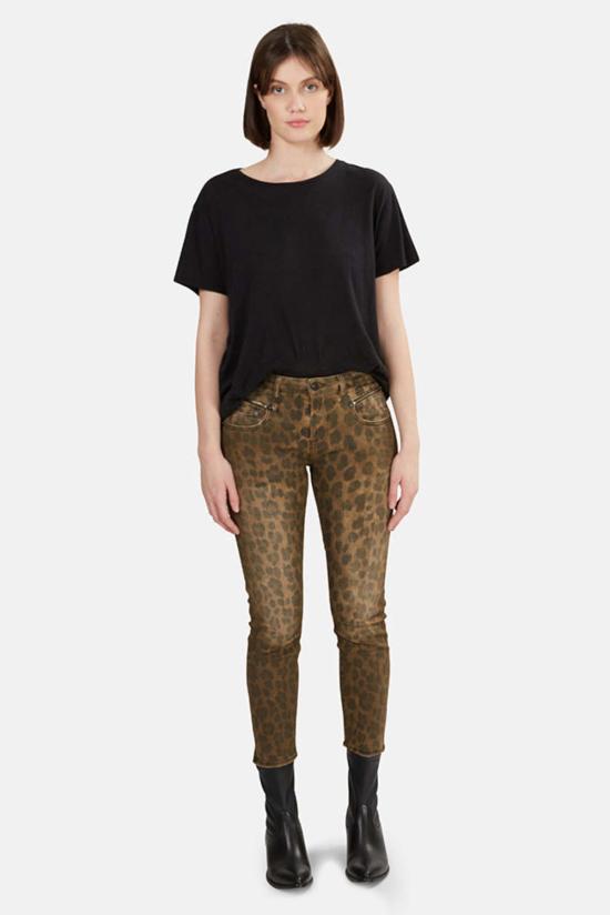  알13 데님 팬츠 R13 바이커 보이 진 레오파드 - R13