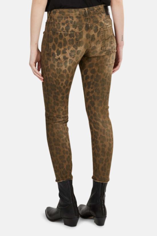  알13 데님 팬츠 R13 바이커 보이 진 레오파드 - R13