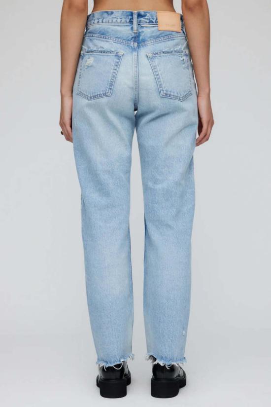  마우지 데님 팬츠 Moussy Argnett 와이드 스트레이트 진 라이트 블루 - MOUSSY