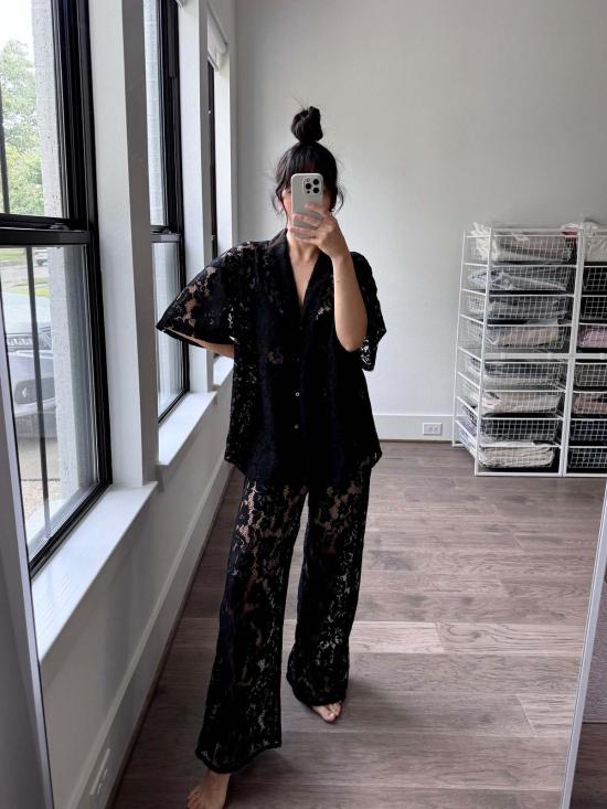  A Bronze Age 스트레이트 팬츠 청동기 시대 릴리 팬츠 블랙 레이스 - OTHER BRANDS