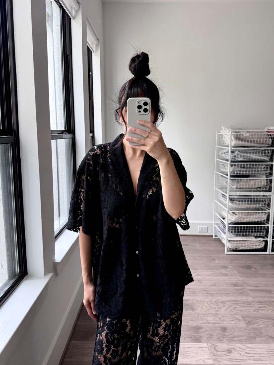  A Bronze Age 스트레이트 팬츠 청동기 시대 릴리 팬츠 블랙 레이스 - OTHER BRANDS