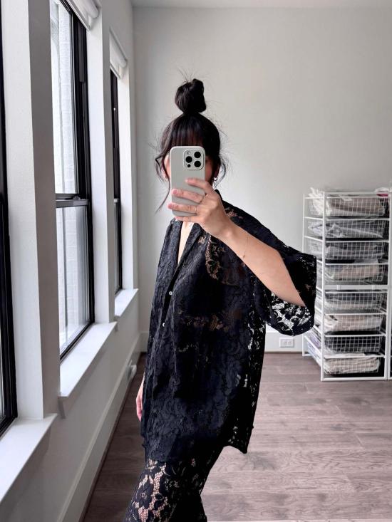  A Bronze Age 스트레이트 팬츠 청동기 시대 릴리 팬츠 블랙 레이스 - OTHER BRANDS