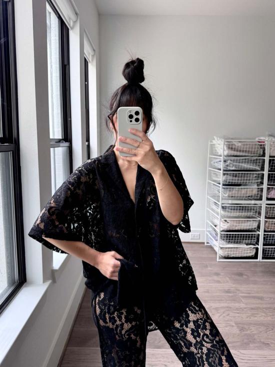  A Bronze Age 스트레이트 팬츠 청동기 시대 릴리 팬츠 블랙 레이스 - OTHER BRANDS