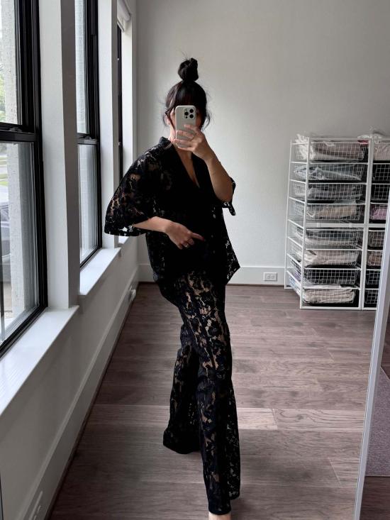  A Bronze Age 스트레이트 팬츠 청동기 시대 릴리 팬츠 블랙 레이스 - OTHER BRANDS