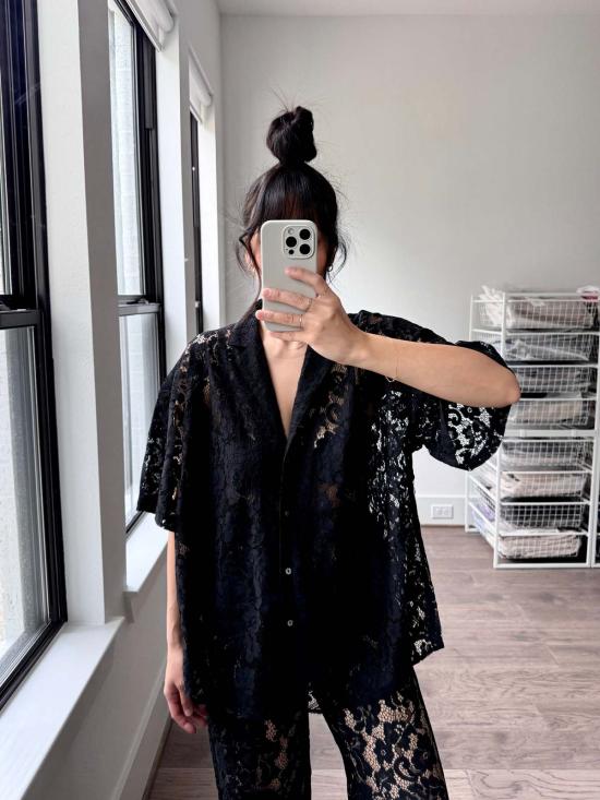  A Bronze Age 스트레이트 팬츠 청동기 시대 릴리 팬츠 블랙 레이스 - OTHER BRANDS