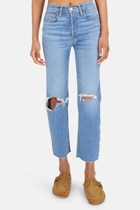  리던 데님 팬츠 Re/Done 70년대 스토브 파이프 파괴 새벽