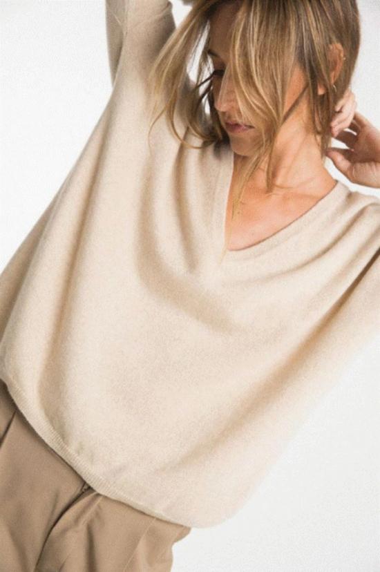  스톤 아일랜드 스웨터 스톤 V넥 캐시미어  베이지