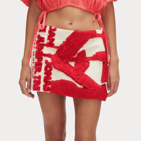  레이첼 코미 숏 스커트 X 조안 조나스 콜리 스커트 레드 프린지 - RACHEL COMEY