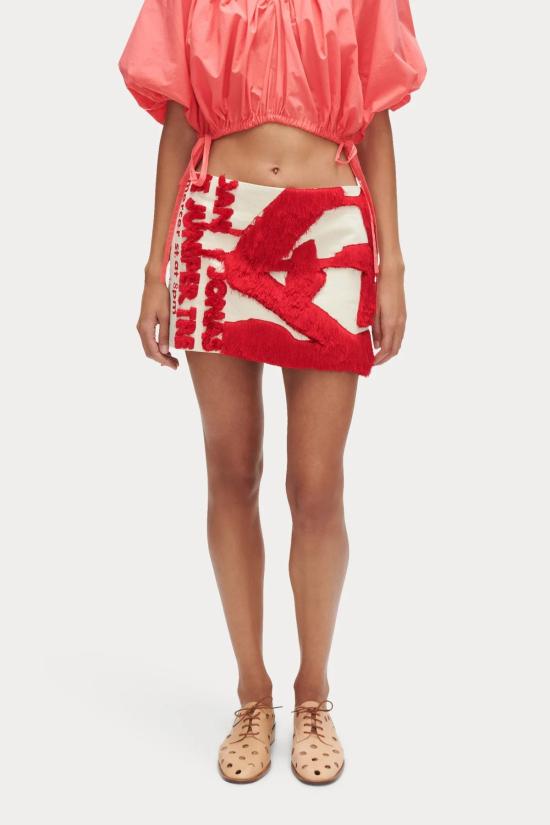  레이첼 코미 숏 스커트 X 조안 조나스 콜리 스커트 레드 프린지 - RACHEL COMEY