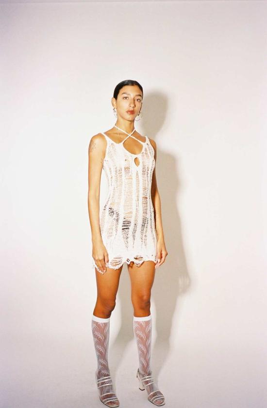  루이 숏 원피스 베이퍼 실크 미니 드레스 - RUI