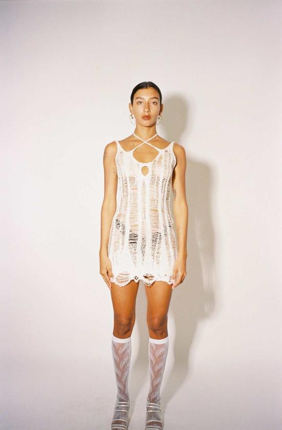  루이 숏 원피스 베이퍼 실크 미니 드레스 - RUI