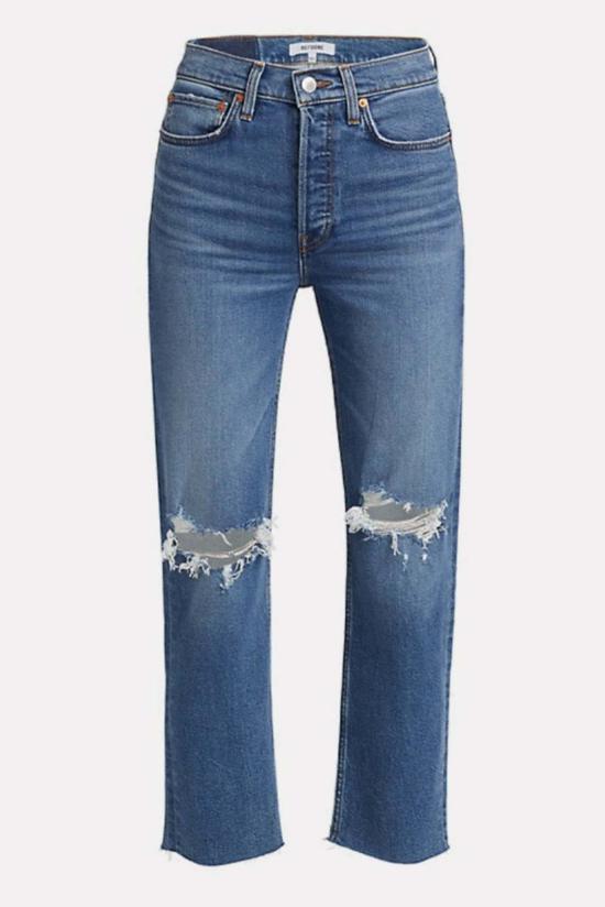  리던 데님 팬츠 Re/Done High Rise Stove Pipe Jean Dusk Destroy - RE/DONE