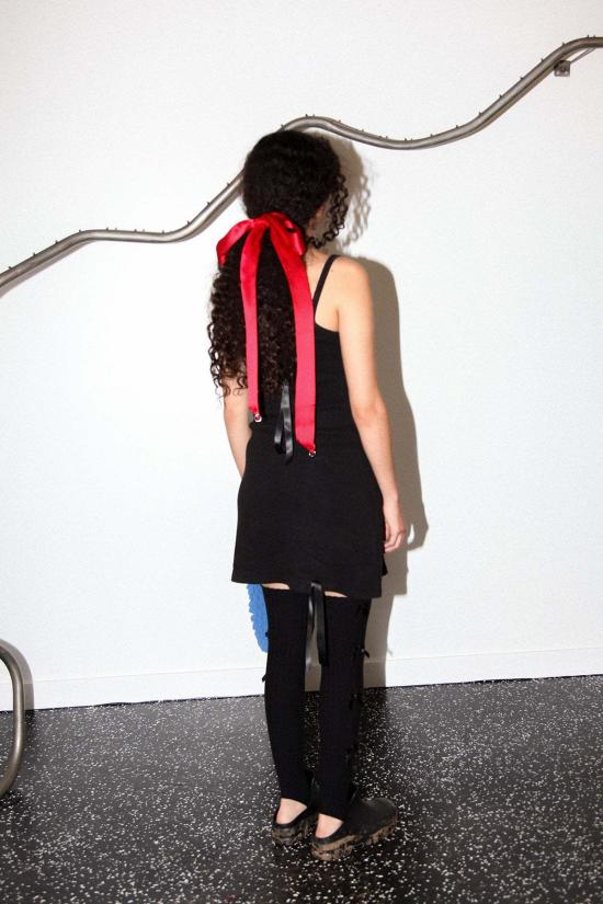  케이코 양말 Kk Co Giu Giu X Kk Co Bow Down 데미 포인트 레그 워머 블랙 - KKCO